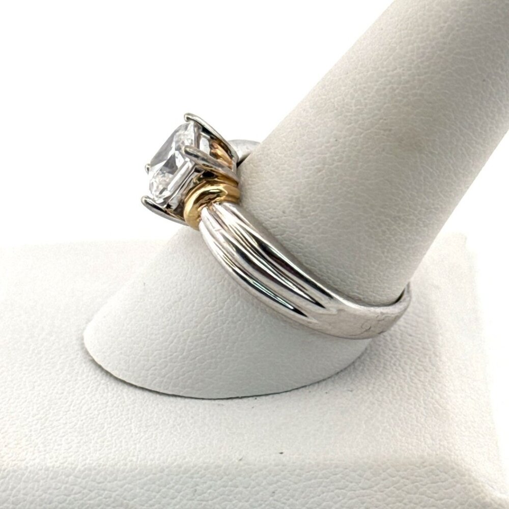 Estate Vermeil Sterling Silver CZ Statement Engagement Ring Size 10, 4.8g Vintag - Picture 4 of 8